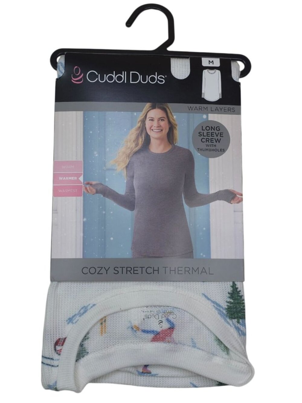 Cuddl Duds M Cozy Stretch Thermal Long Sleeve Crew With Thumbholes Winter Ski